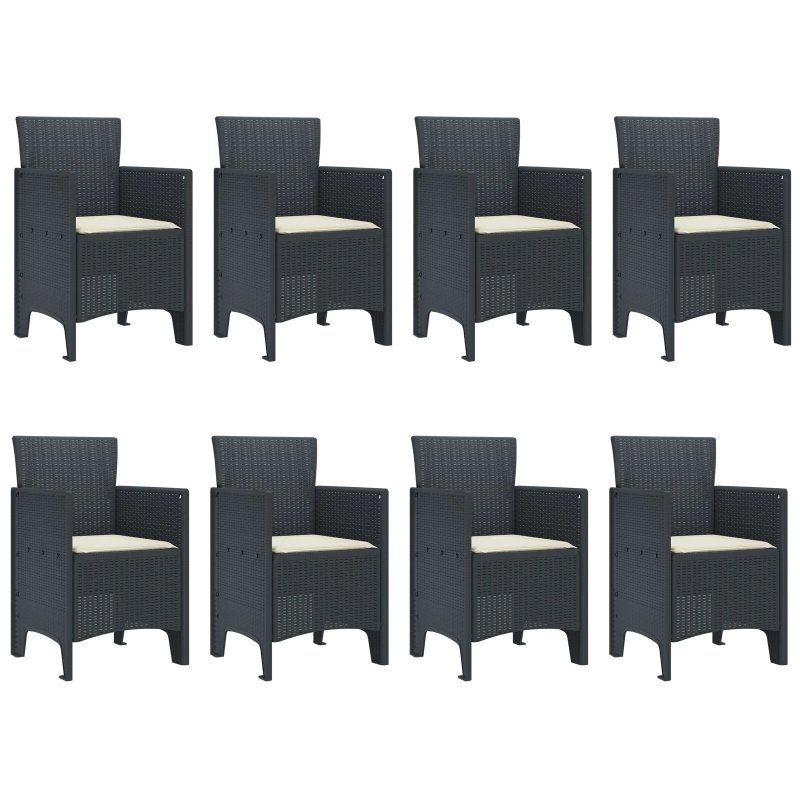 vidaXL Dārza ēdamgalds 9 pcs Antracīts Polt rattan