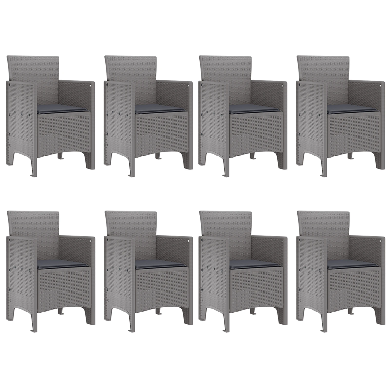 vidaXL Dārza ēdamgalds 9 pcs Balts Polt rattan