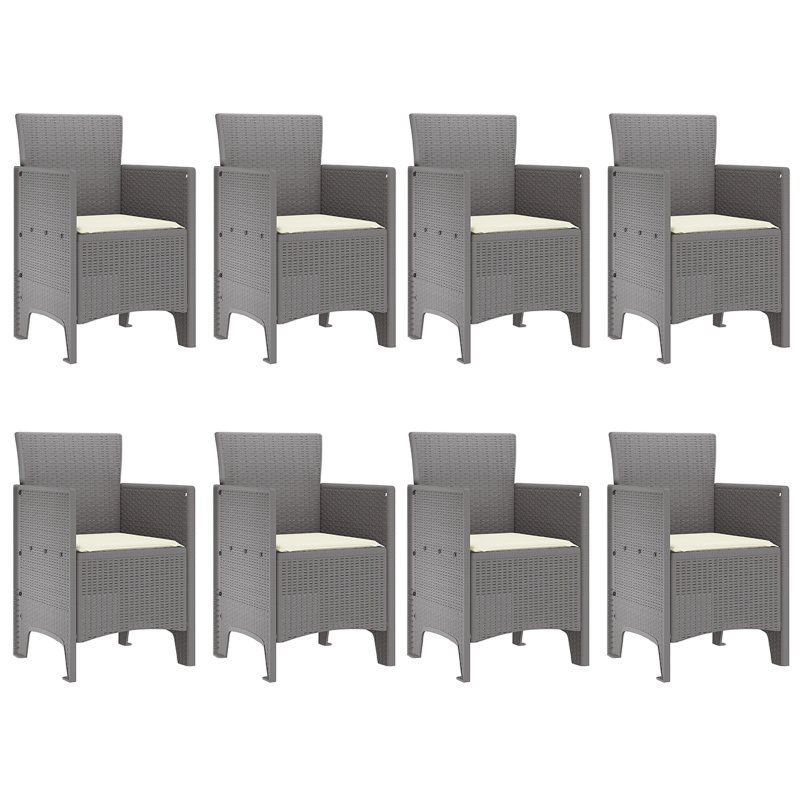 vidaXL Dārza ēdamgalds 9 pcs Balts Polt rattan