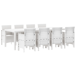 vidaXL Dārza ēdamgalds 9 pcs Gaiši pelēks Polt rattan