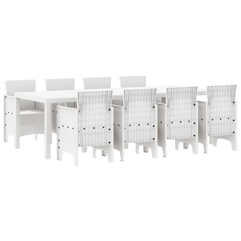 vidaXL Dārza ēdamgalds 9 pcs Gaiši pelēks Polt rattan