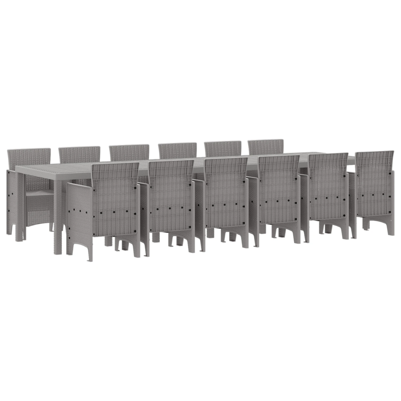 vidaXL Dārza ēdamgalds 13 pcs Gaiši pelēks Polt rattan