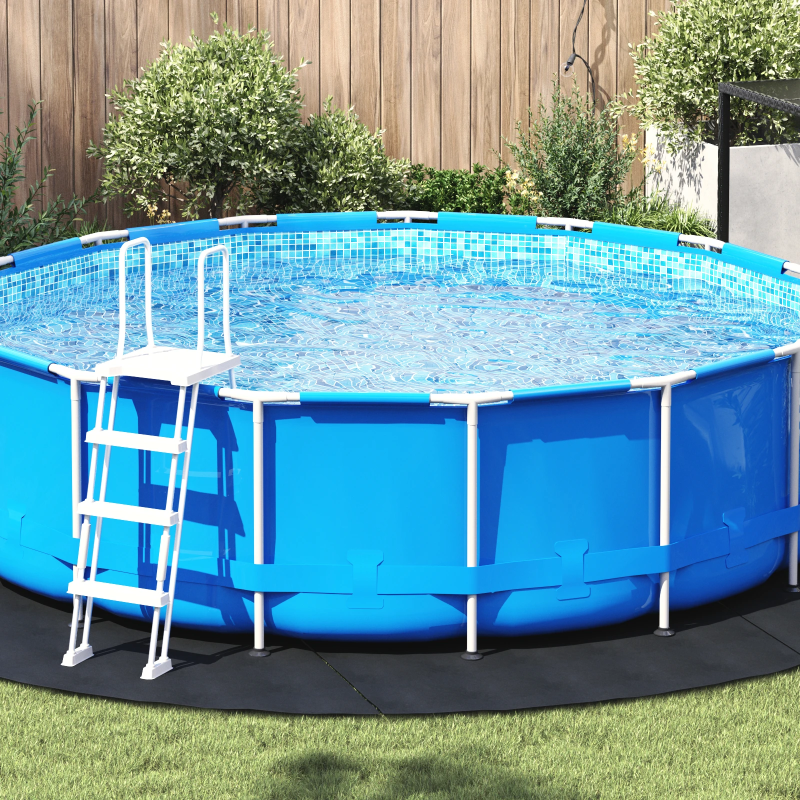 vidaXL Baseina grīdas pārklājs Melna DIA 396 cm Nesintētā auduma