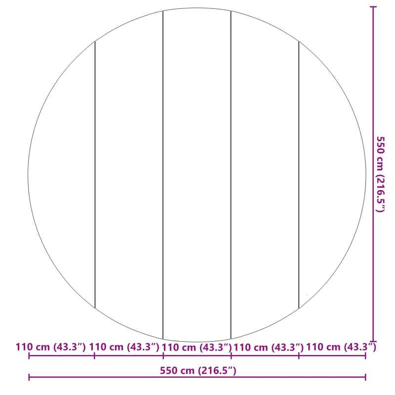 vidaXL Baseina grīdas pārklājs Melna DIA 550 cm Nesintētā auduma