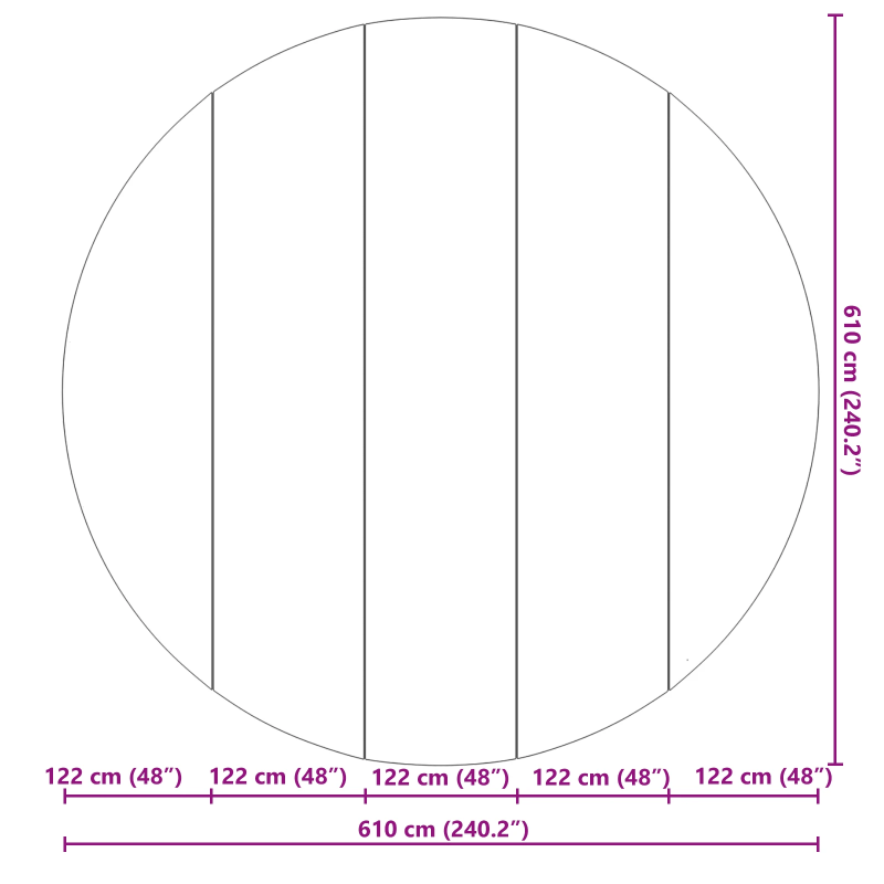 vidaXL Baseina grīdas pārklājs Melna DIA 610 cm Nesintētā auduma