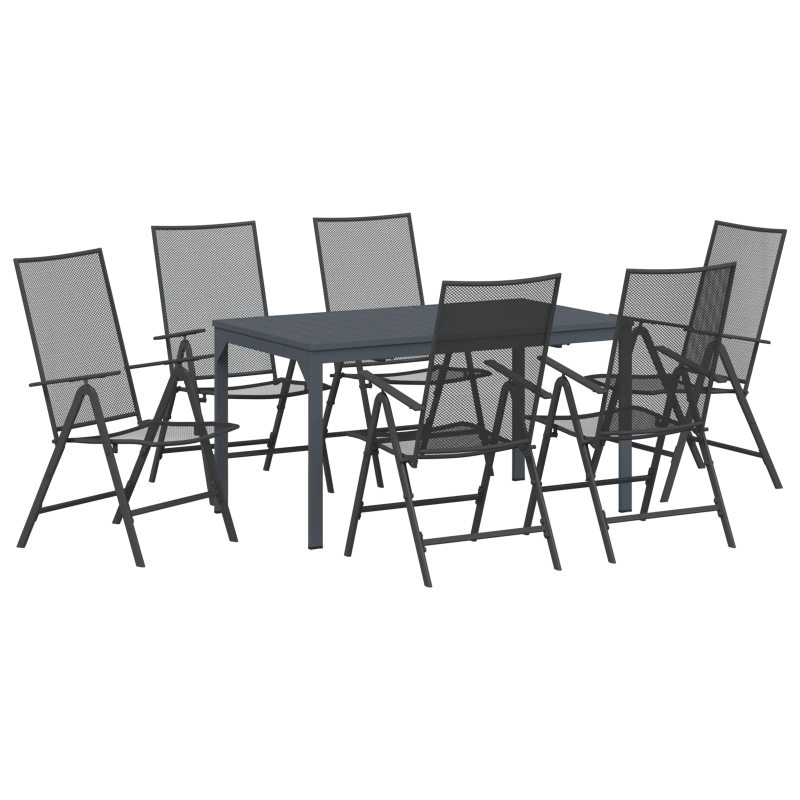vidaXL Dārza ēdamgalds 7 pcs Antracīts Pulverkrāsots tērauds