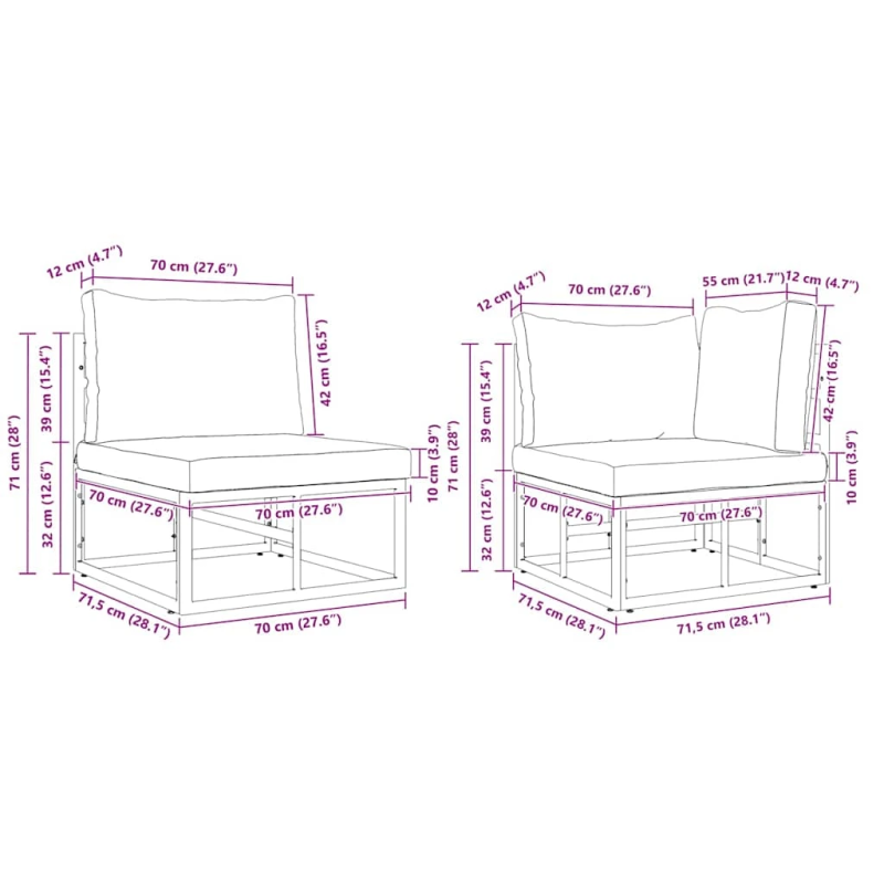vidaXL Dārza dīvānu komplekts ar spilvenu 11 pcs Melna Alumīnijs