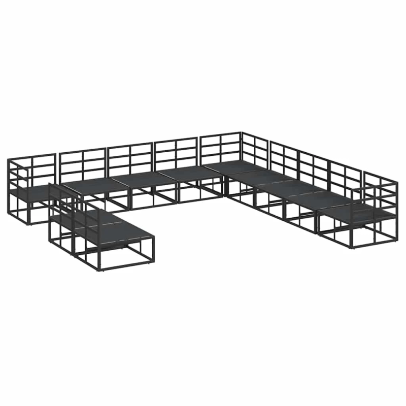 vidaXL Dārza dīvānu komplekts ar spilvenu 11 pcs Melna Alumīnijs