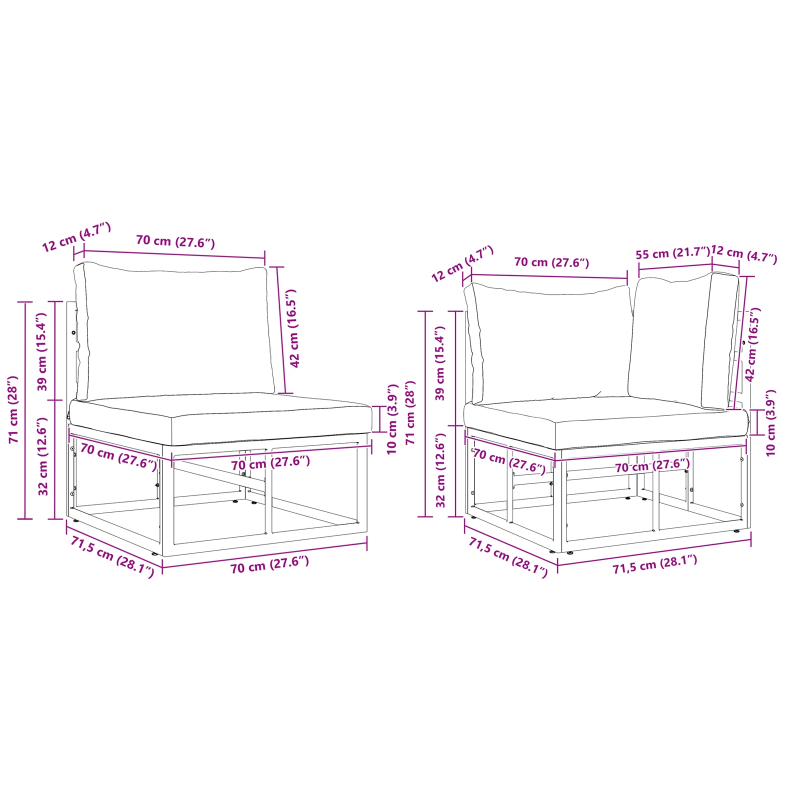 vidaXL Dārza dīvānu komplekts ar spilvenu 11 pcs Melna Alumīnijs