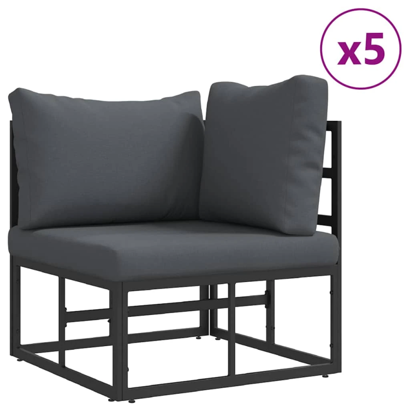 vidaXL Dārza dīvānu komplekts ar spilvenu 7 pcs Melna Tērauds