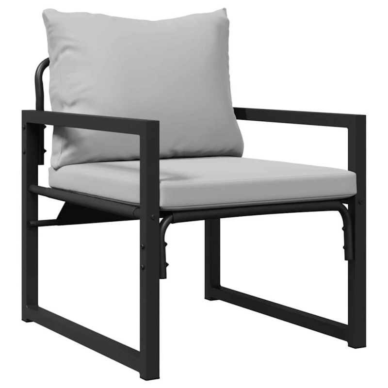 vidaXL Dārza dīvānu komplekts ar spilvenu 6 pcs Melna Tērauds