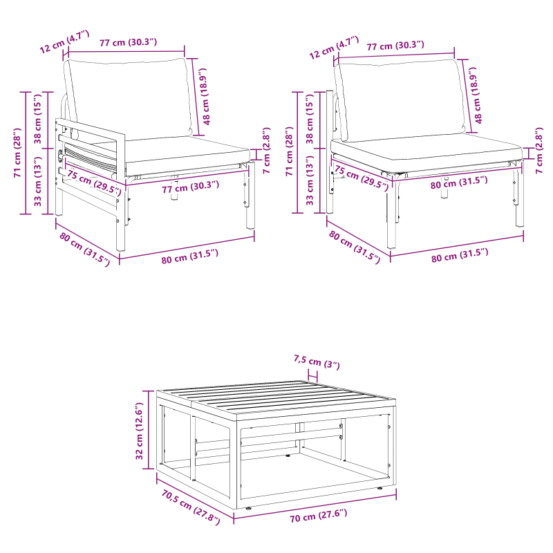 vidaXL Dārza dīvānu komplekts ar spilvenu 8 pcs Melna Tērauds