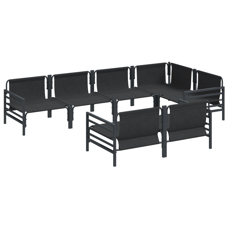 vidaXL Dārza dīvānu komplekts ar spilvenu 7 pcs Melna Tērauds