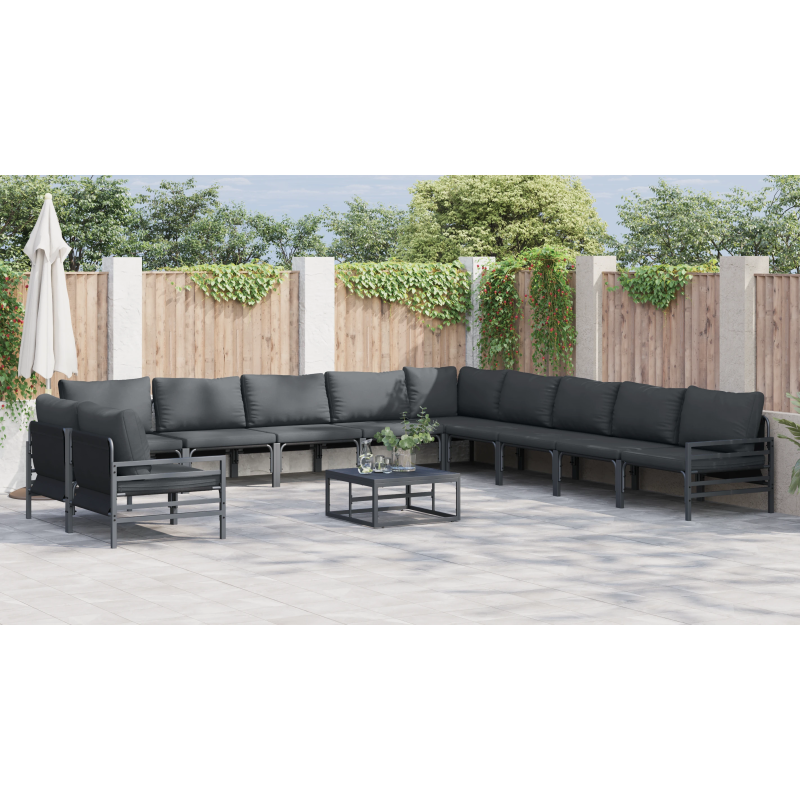 vidaXL Dārza dīvānu komplekts ar spilvenu Antracīta Tērauds