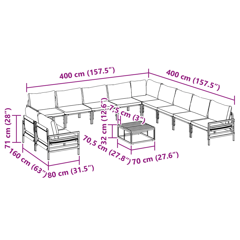 vidaXL Dārza dīvānu komplekts ar spilvenu Antracīta Tērauds