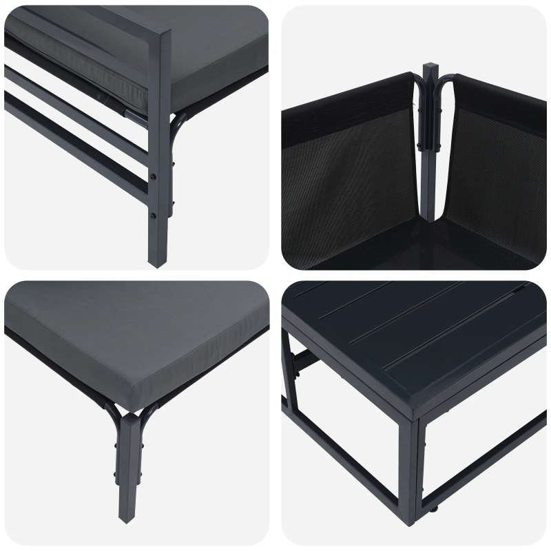 vidaXL Dārza dīvānu komplekts ar spilvenu 9 pcs Melna Tērauds