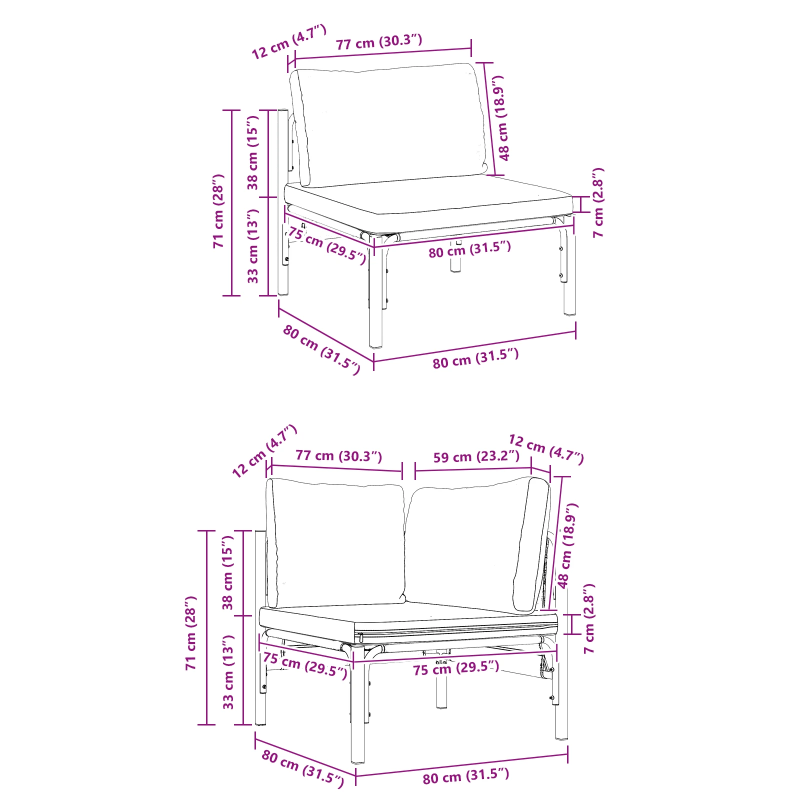 vidaXL Dārza dīvānu komplekts ar spilvenu 9 pcs Melna Tērauds