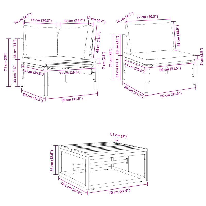 vidaXL Dārza dīvānu komplekts ar spilvenu 14 pcs Melna Tērauds