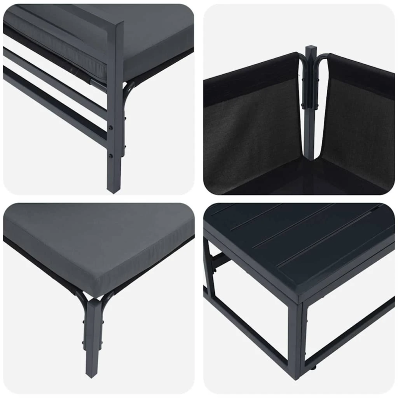 vidaXL Dārza dīvānu komplekts ar spilvenu 13 pcs Melna Tērauds