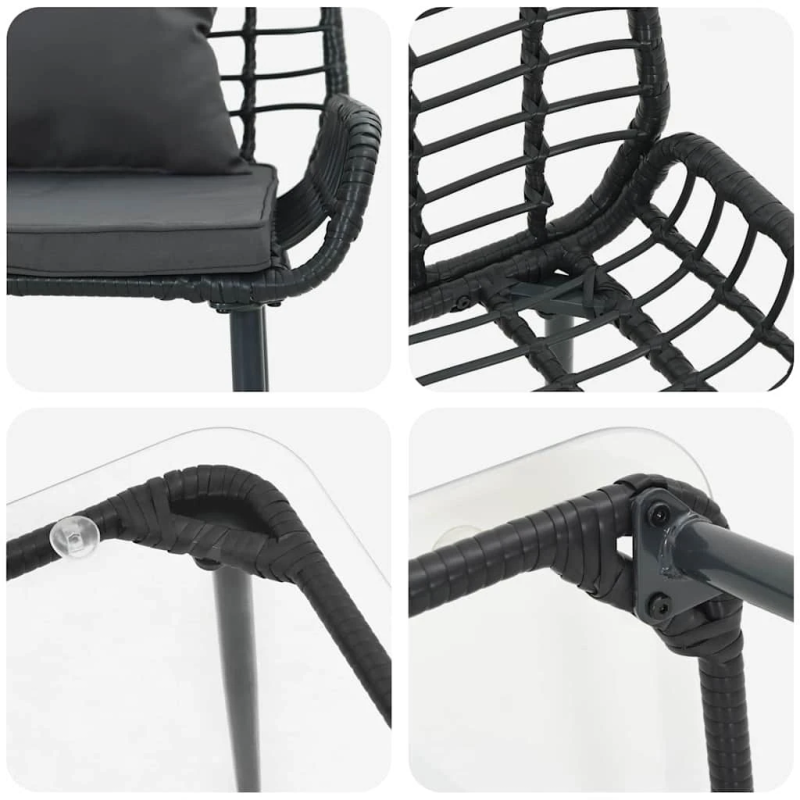 vidaXL Dārza mēbeļu komplekts 4 pcs Melns un Krēmkrāsa poliratāns