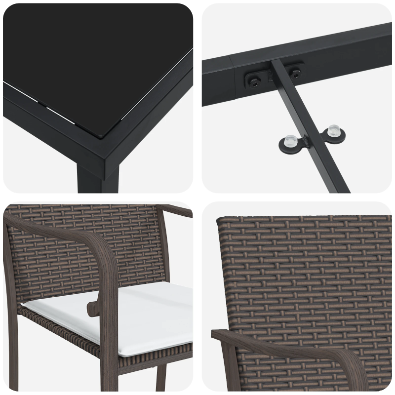 vidaXL Dārza ēdamgalds 3 pcs Brūns un melns PE ratan