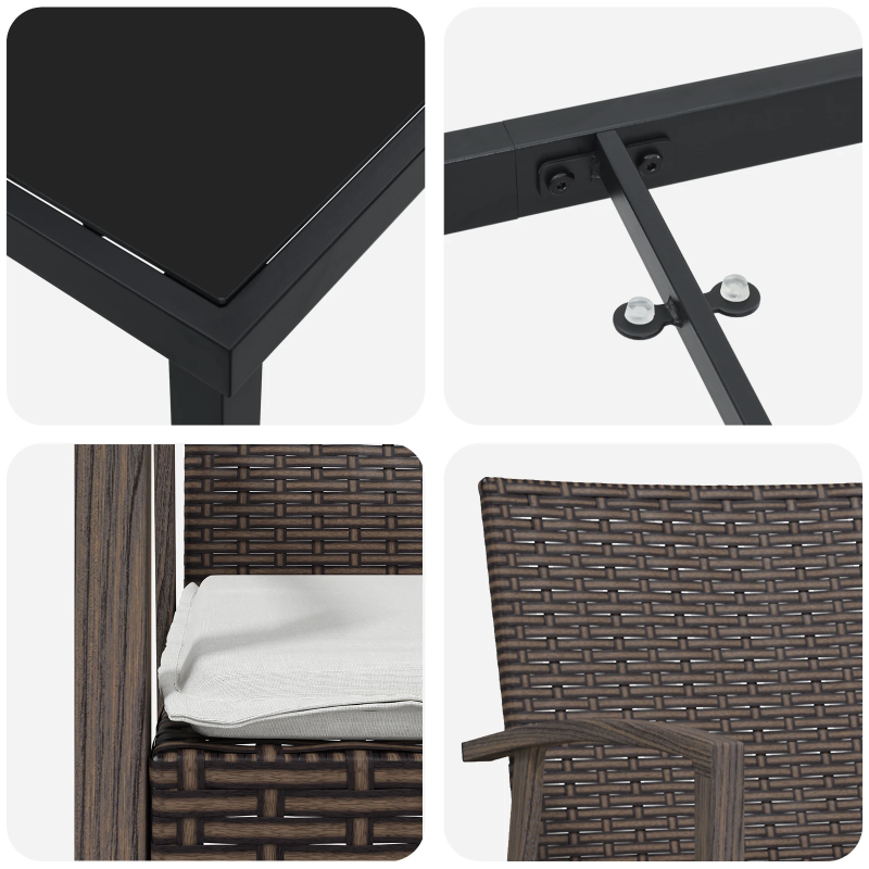 vidaXL Dārza ēdamgalds 5 pcs Brūns un melns PE ratan