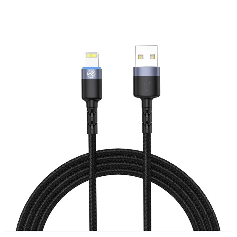 Tellur Data cable USB to Lightning LED, Nylon Braided, 1.2m black