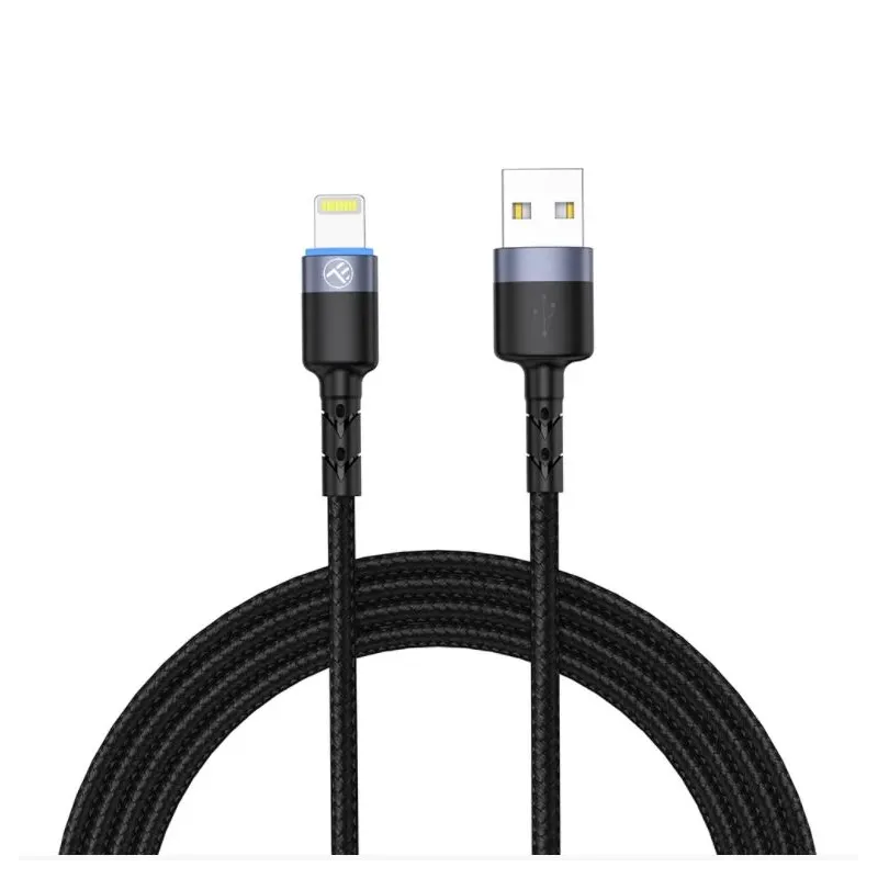 Tellur Data cable USB to Lightning LED, Nylon Braided, 1.2m black