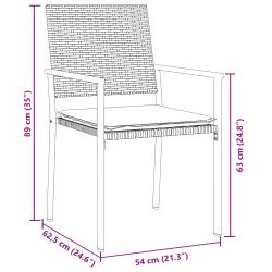 vidaXL Dārza ēdamgalds 5 pcs Melns un gaiši pelēks PE ratan