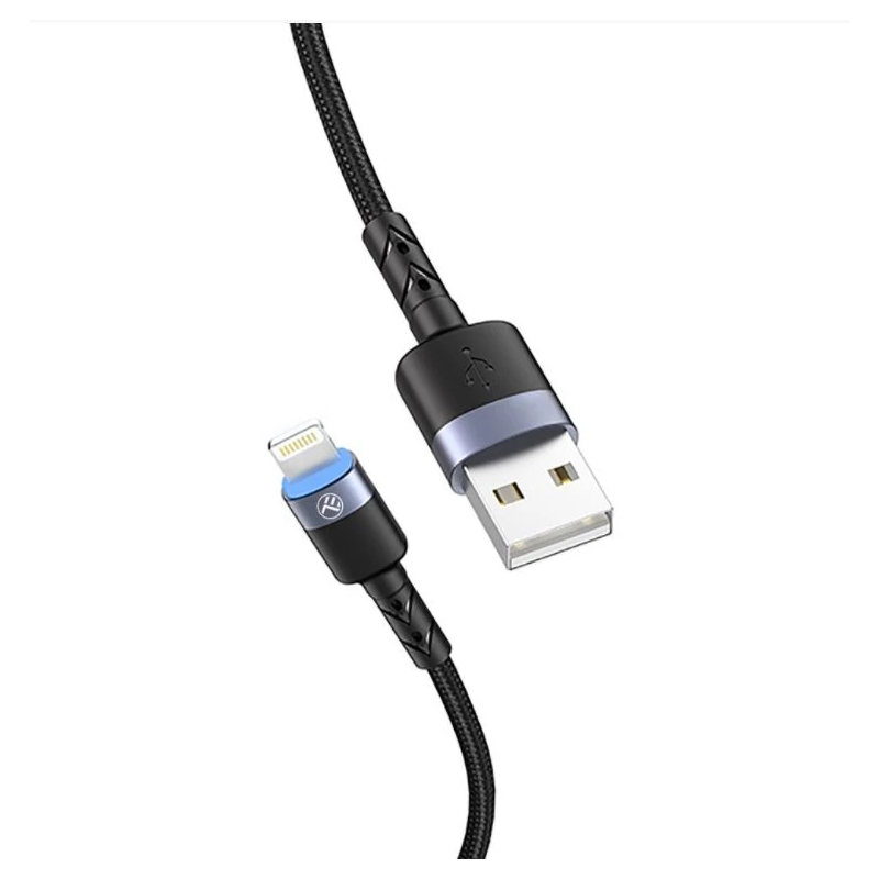 Tellur Data cable USB to Lightning LED, Nylon Braided, 1.2m black