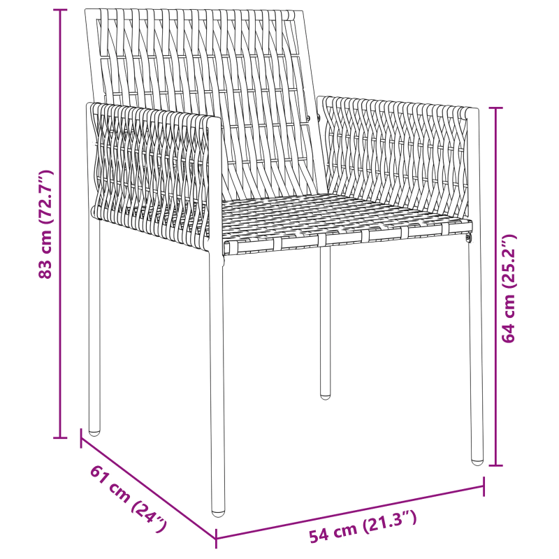 vidaXL Dārza ēdamgalds 5 pcs Melns un pelēks PE ratan