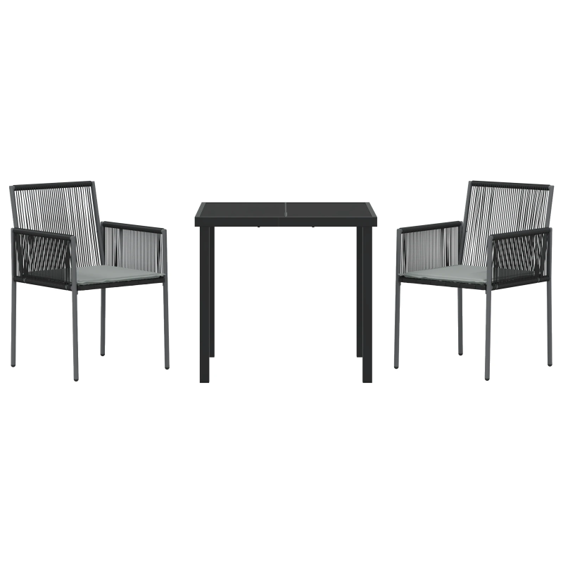 vidaXL Dārza ēdamgalds 3 pcs Melna PE ratan