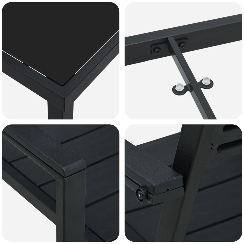 vidaXL Dārza ēdamgalds 5 pcs Melna Tērauds ar pulverkrāsas pārklājumu