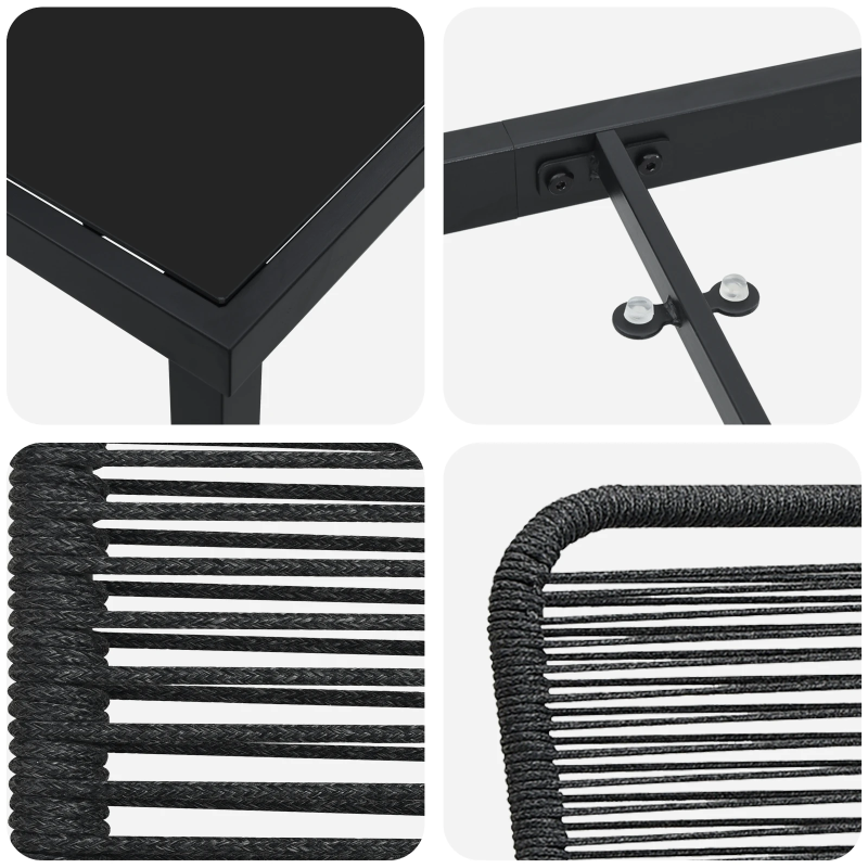 vidaXL Dārza ēdamgalds 5 pcs Melna Tērauds ar pulverkrāsas pārklājumu