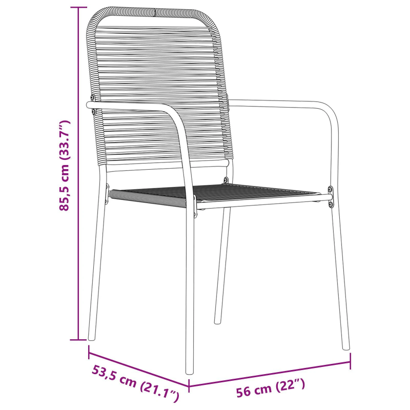 vidaXL Dārza ēdamgalds 5 pcs Melna Tērauds ar pulverkrāsas pārklājumu