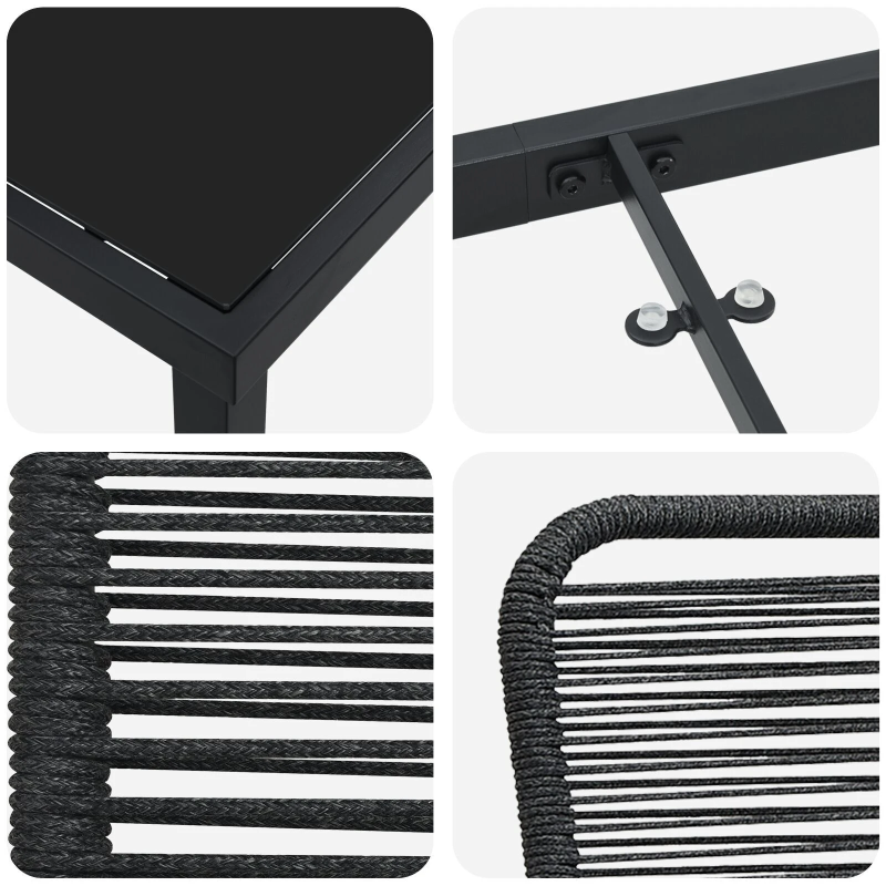 vidaXL Dārza ēdamgalds 5 pcs Melna Tērauds ar pulverkrāsas pārklājumu