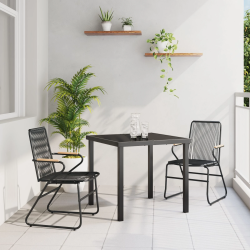 vidaXL Dārza ēdamgalds 3 pcs Melna Tērauds ar pulverkrāsas pārklājumu