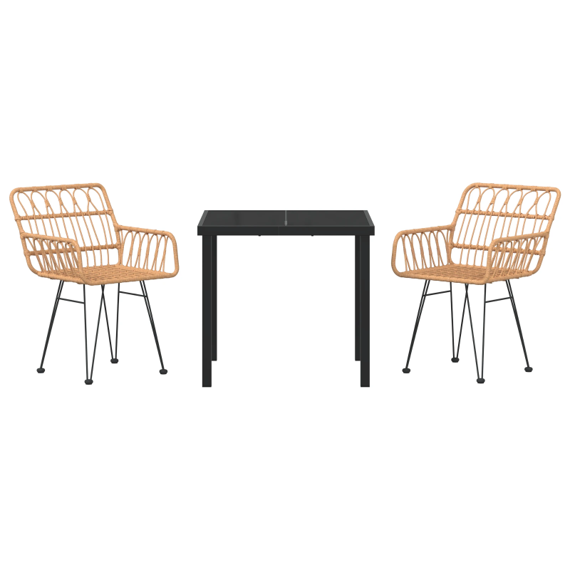 vidaXL Dārza ēdamgalds 3 pcs Brūna Tērauds ar pulverkrāsas pārklājumu