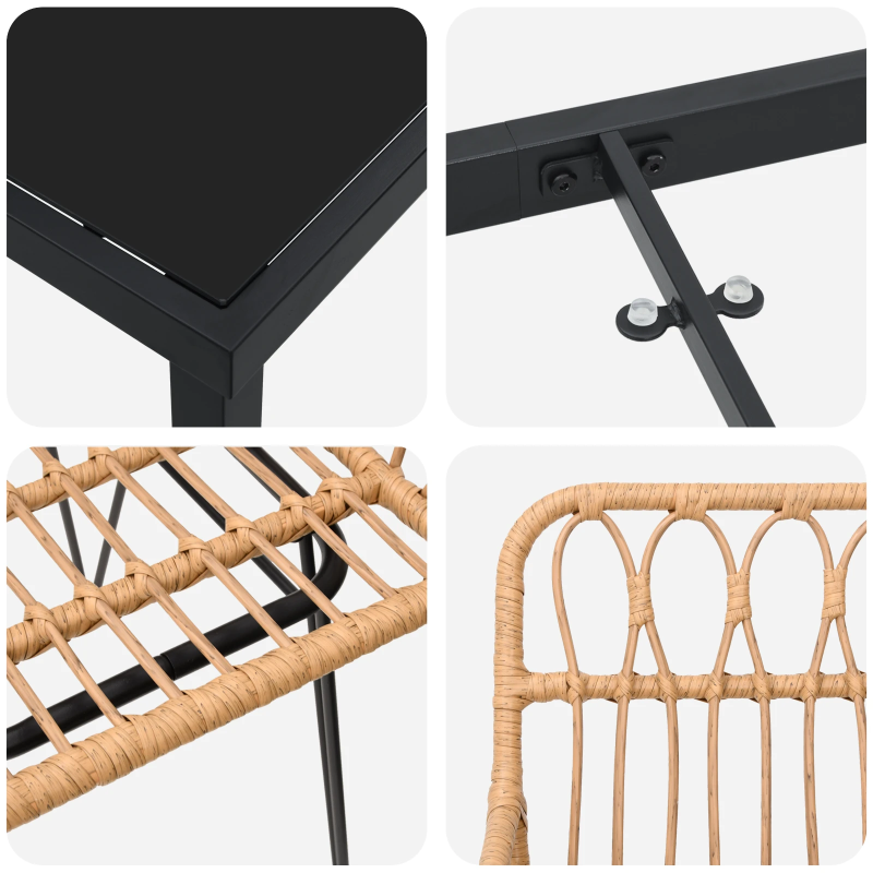 vidaXL Dārza ēdamgalds 5 pcs Brūna Tērauds ar pulverkrāsas pārklājumu