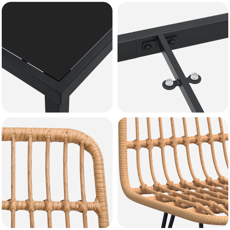 vidaXL Dārza ēdamgalds 3 pcs Brūna Tērauds ar pulverkrāsas pārklājumu