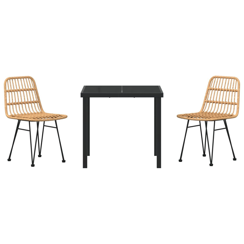 vidaXL Dārza ēdamgalds 5 pcs Brūna Tērauds ar pulverkrāsas pārklājumu