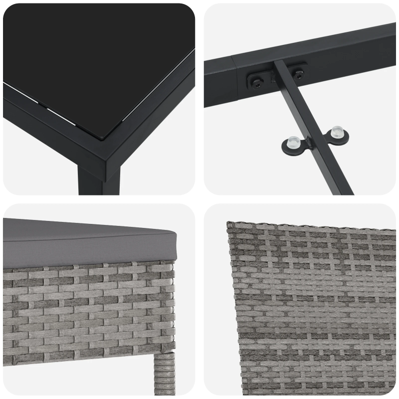 vidaXL Dārza ēdamgalds 3 pcs Pelēka Tērauds ar pulverkrāsas pārklājumu