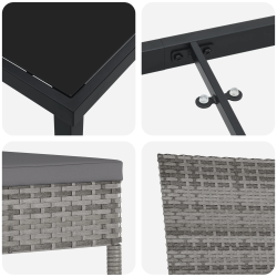 vidaXL Dārza ēdamgalds 5 pcs Pelēka Tērauds ar pulverkrāsas pārklājumu