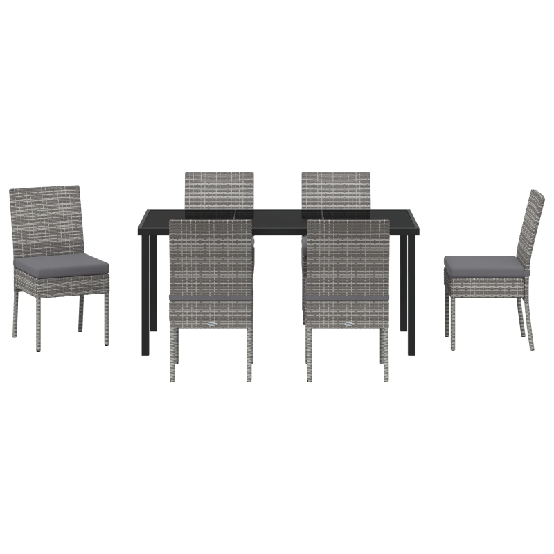 vidaXL Dārza ēdamgalds 7 pcs Pelēka Tērauds ar pulverkrāsas pārklājumu