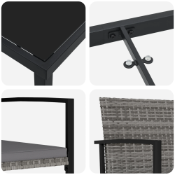 vidaXL Dārza ēdamgalds 3 pcs Pelēka Tērauds ar pulverkrāsas pārklājumu