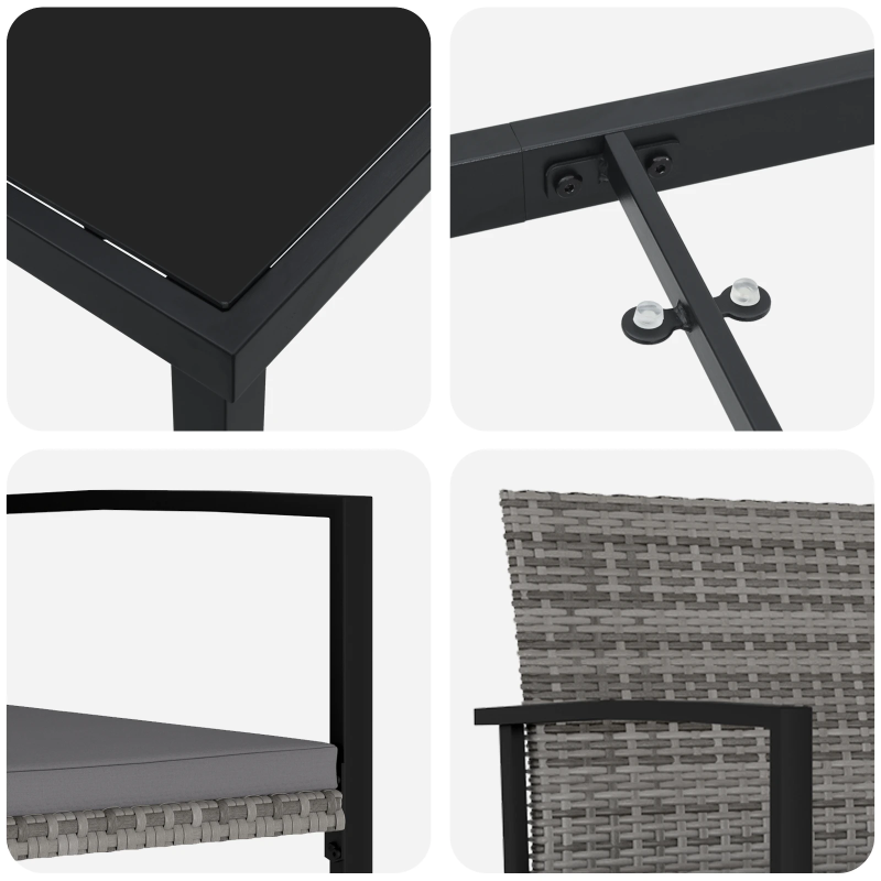 vidaXL Dārza ēdamgalds 3 pcs Pelēka Tērauds ar pulverkrāsas pārklājumu