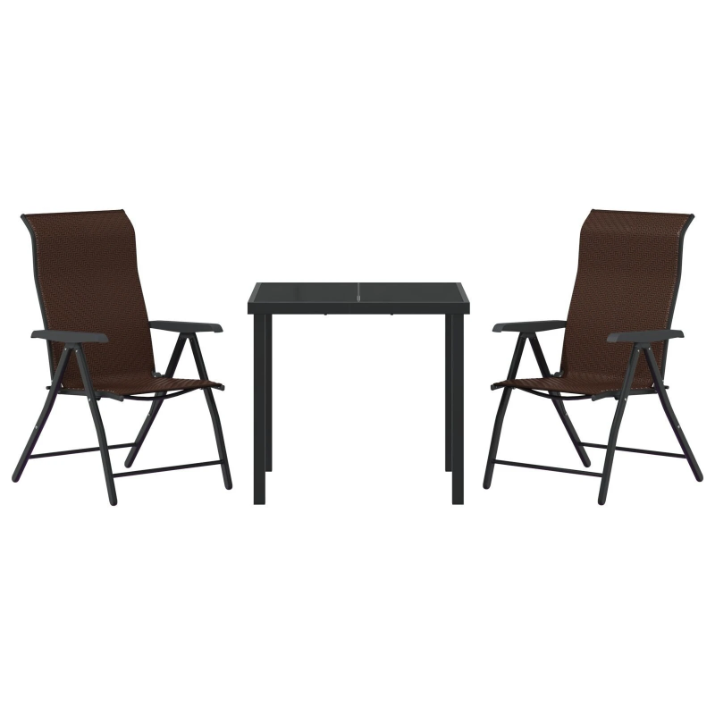 vidaXL Dārza ēdamgalds 3 pcs Brūna Tērauds ar pulverkrāsas pārklājumu