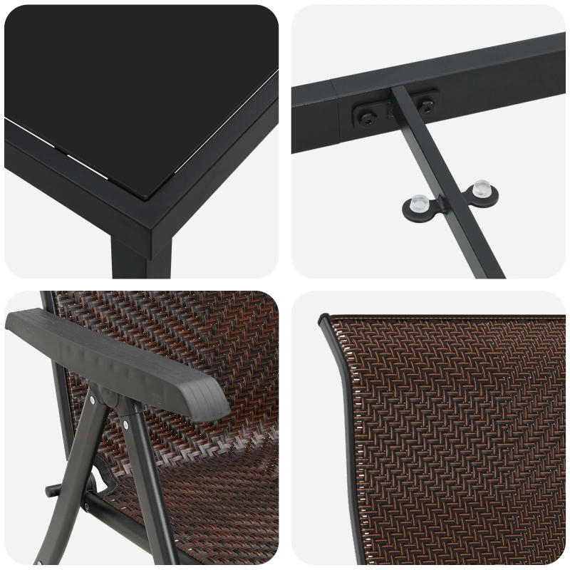 vidaXL Dārza ēdamgalds 5 pcs Brūna Tērauds ar pulverkrāsas pārklājumu