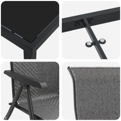 vidaXL Dārza ēdamgalds 5 pcs Pelēka Tērauds ar pulverkrāsas pārklājumu