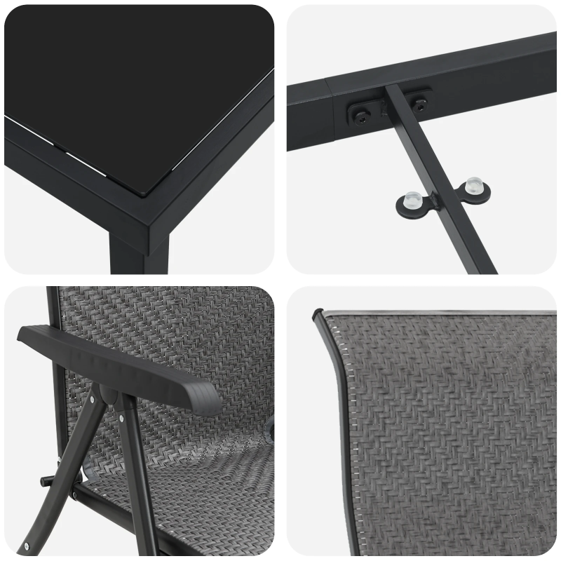 vidaXL Dārza ēdamgalds 5 pcs Pelēka Tērauds ar pulverkrāsas pārklājumu